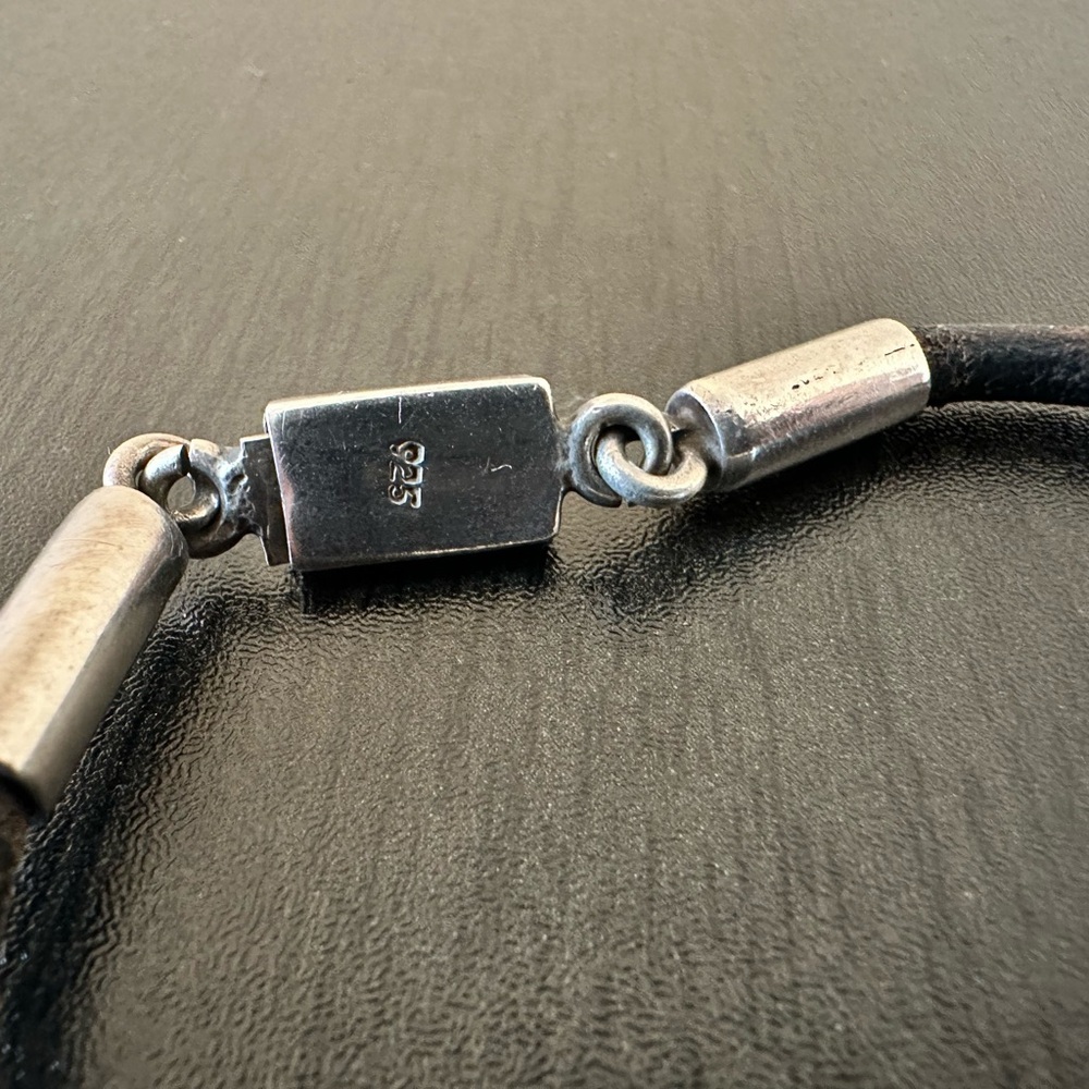 Vintage Taxco Sterling Silver & leather Bracelet - Picture 5 of 6